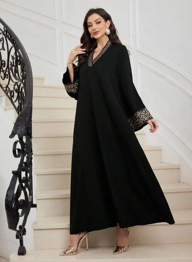 Take Two Women Black Embroidered A-Line Jalabiya